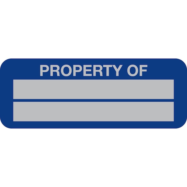 Lustre-Cal Property ID Label PROPERTY OF 5 Alum Dark Blue 2in x 0.75in 2 Blank No Pads, 100PK 253740Ma2Bd0000 - main
